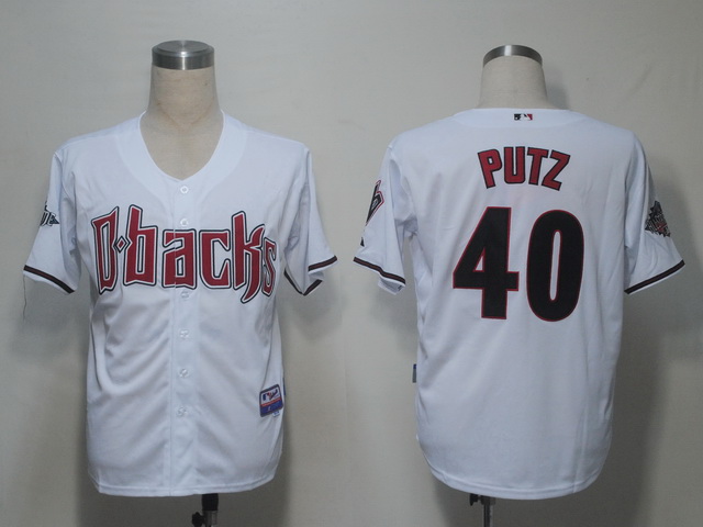 Diamondbacks #40 J.J Putz White Cool Base Stitched MLB Jersey - Click Image to Close